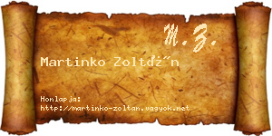 Martinko Zoltán névjegykártya